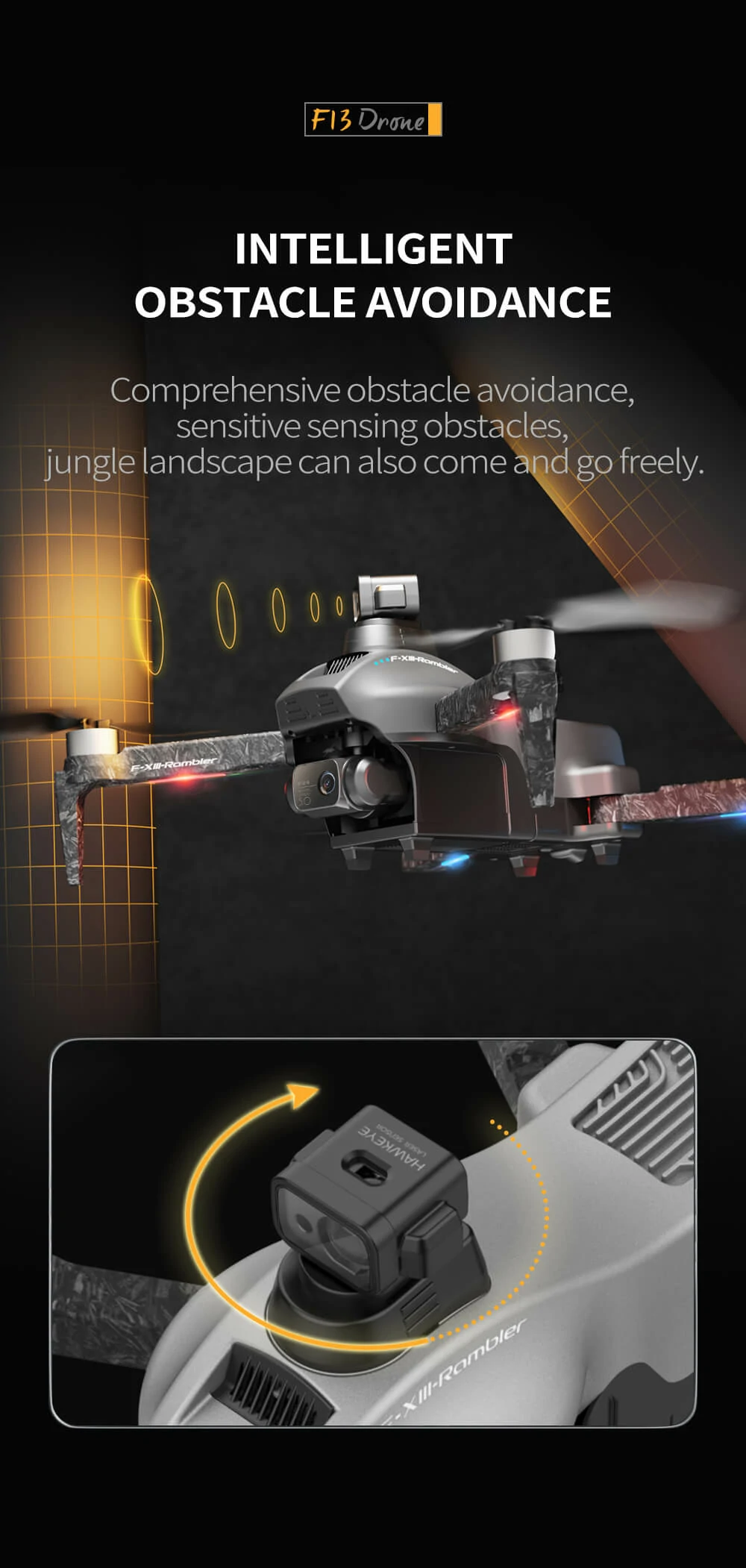 RC Drone Obstacle Avoidance GPS Brushless Drone with 4K Camera 4D-F13