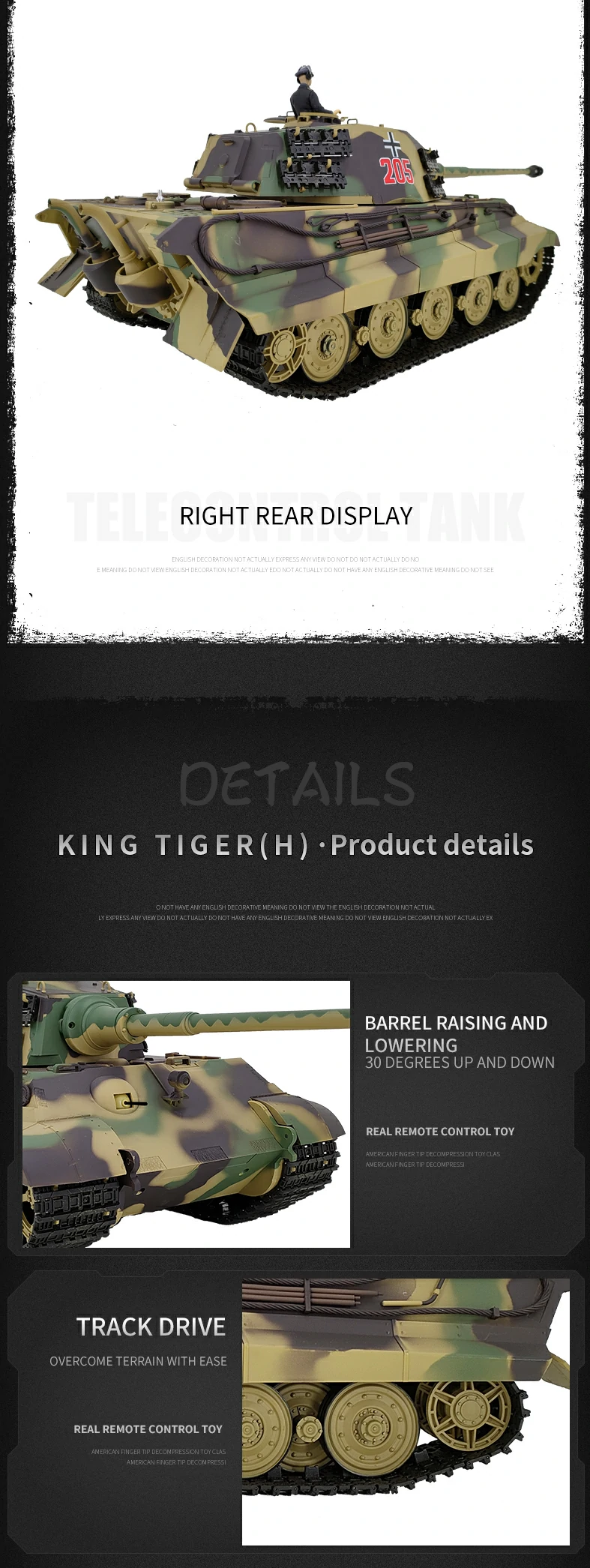 Heng Long RC Tank German Tiger King with Henschel Turret 3888A