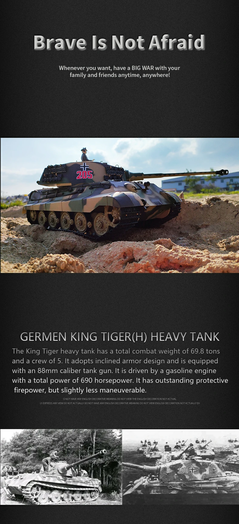 Heng Long RC Tank German Tiger King with Henschel Turret 3888A