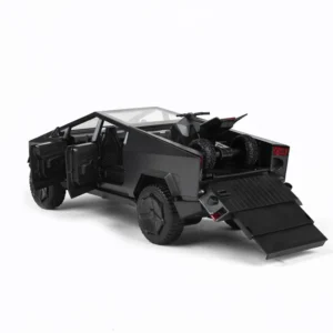 RC cyber truck wagon with open truck and dirt bike loaded