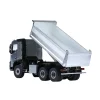 RC dump truck model with raised bed rear view