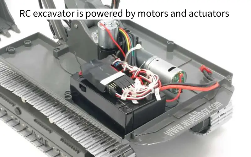 RC excavator inner build - motors and gears with a receiver