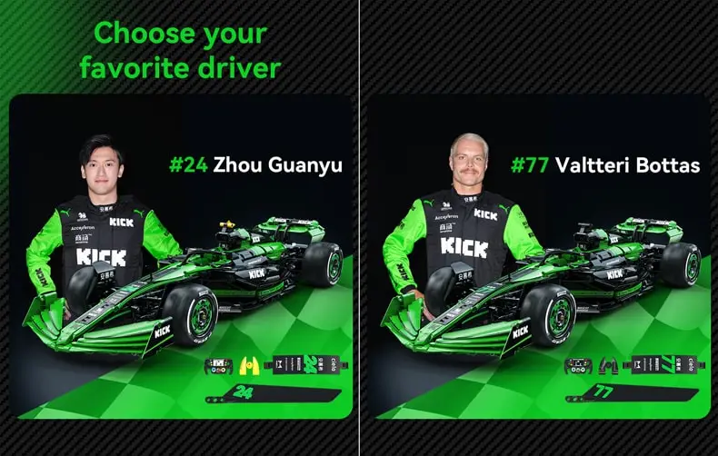 Kick Sauber Zhoug Guanyu and Valterri Botas drivers