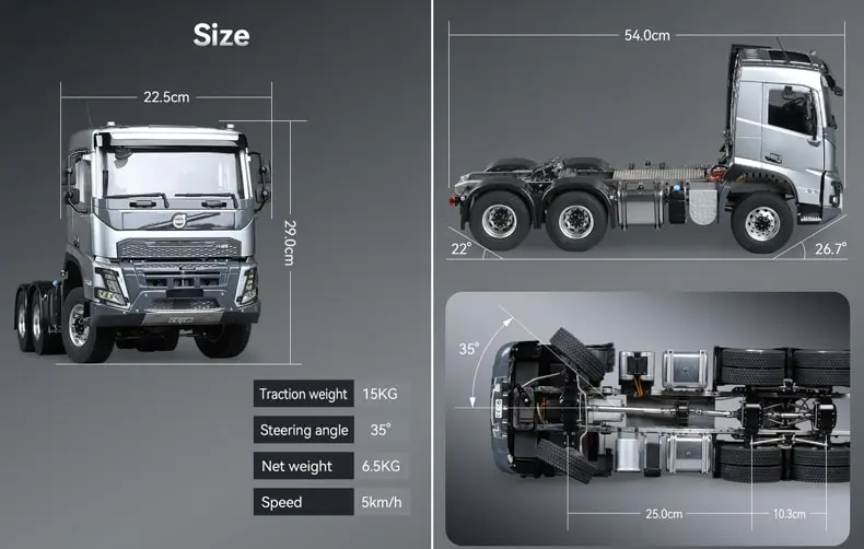 Double E E113 hydraulic RC hauler size specs