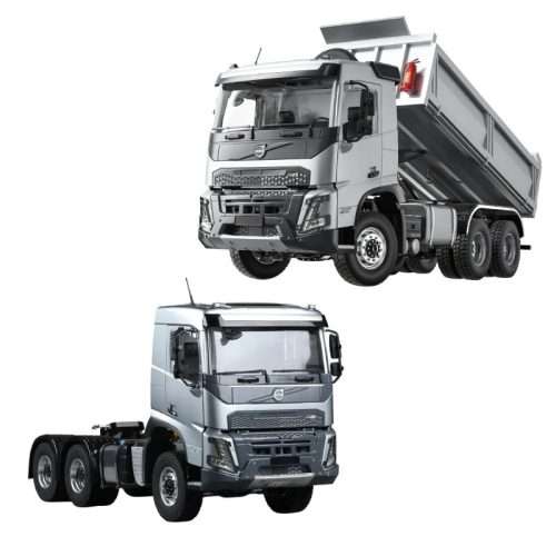 VOLVO FMX RC dump truck and RC hauler in 1/14 scale silver color