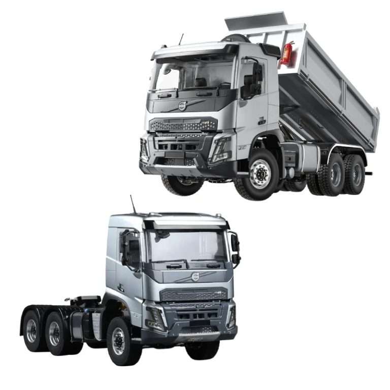 VOLVO FMX RC dump truck and RC hauler in 1/14 scale silver color