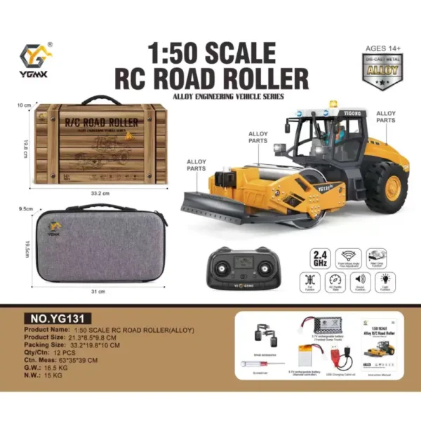 yigong-yg131-remote-control-alloy-road-roller 1/50 Yigong YG131 RC Road Roller